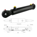 Hydraulikzylinder doppeltwirkend CJ2F-50/28/200 mit Gelenkaugen 25mm