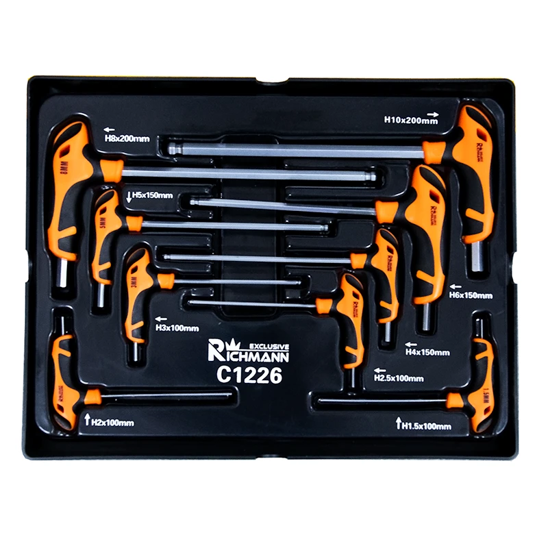 Innensechskantschlüssel Set 9 tlg. Hex 1,5-10mm Griff „T“