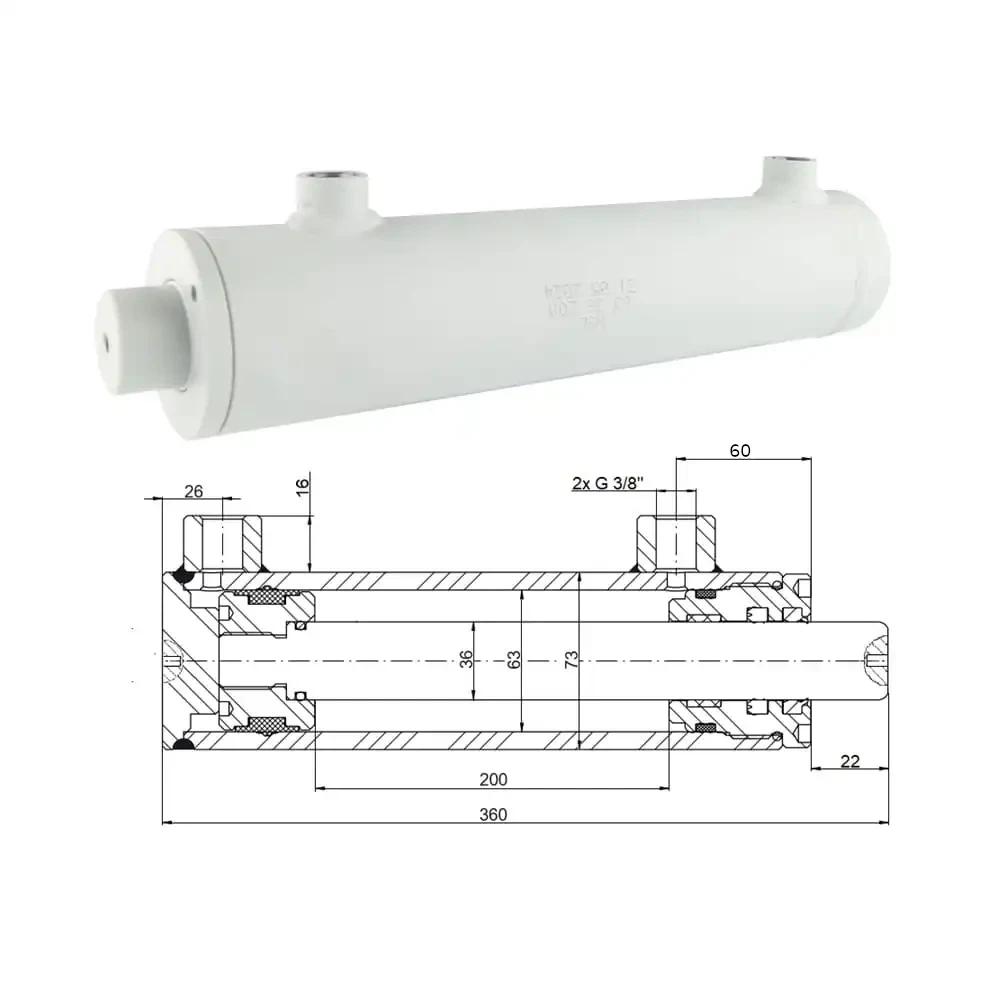 Hydraulikzylinder doppeltwirkend CJ2F-63/36/200, Universell ohne Befestigung