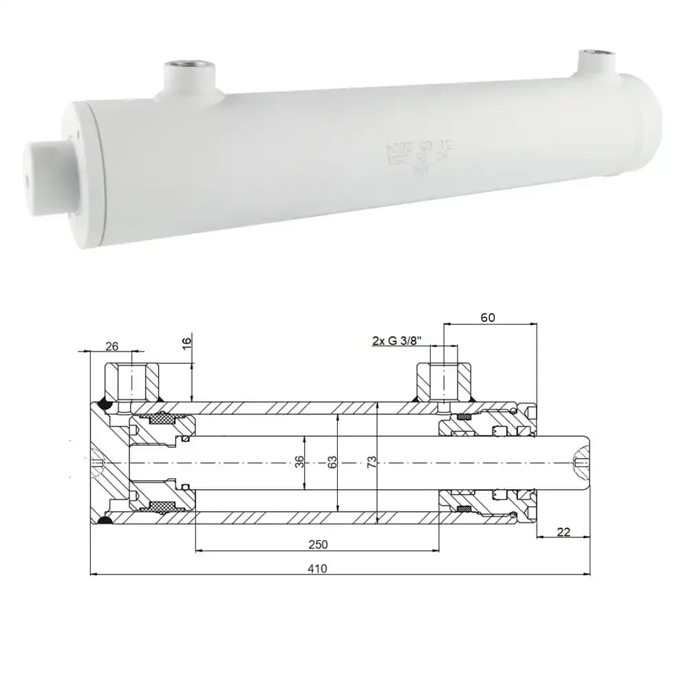 Hydraulikzylinder doppeltwirkend CJ2F-63/36/250, Universell ohne Befestigung