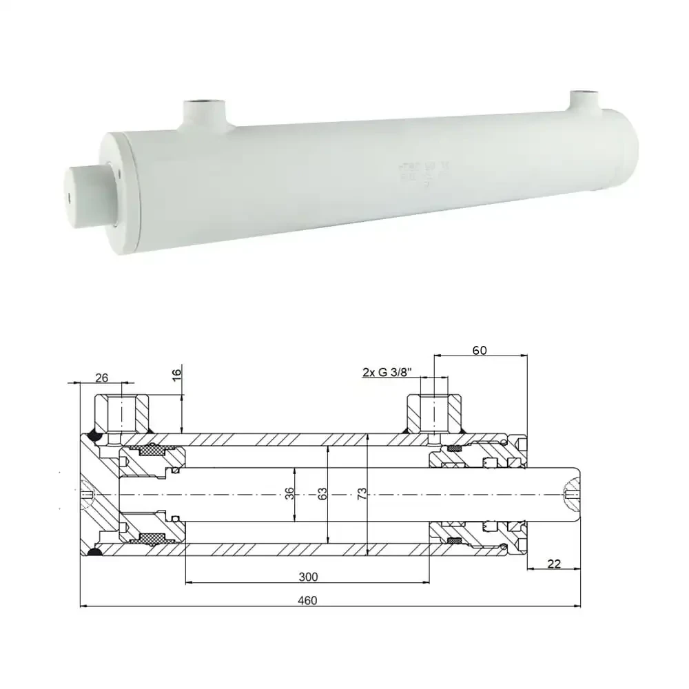 Hydraulikzylinder doppeltwirkend CJ2F-63/36/300, Universell ohne Befestigung