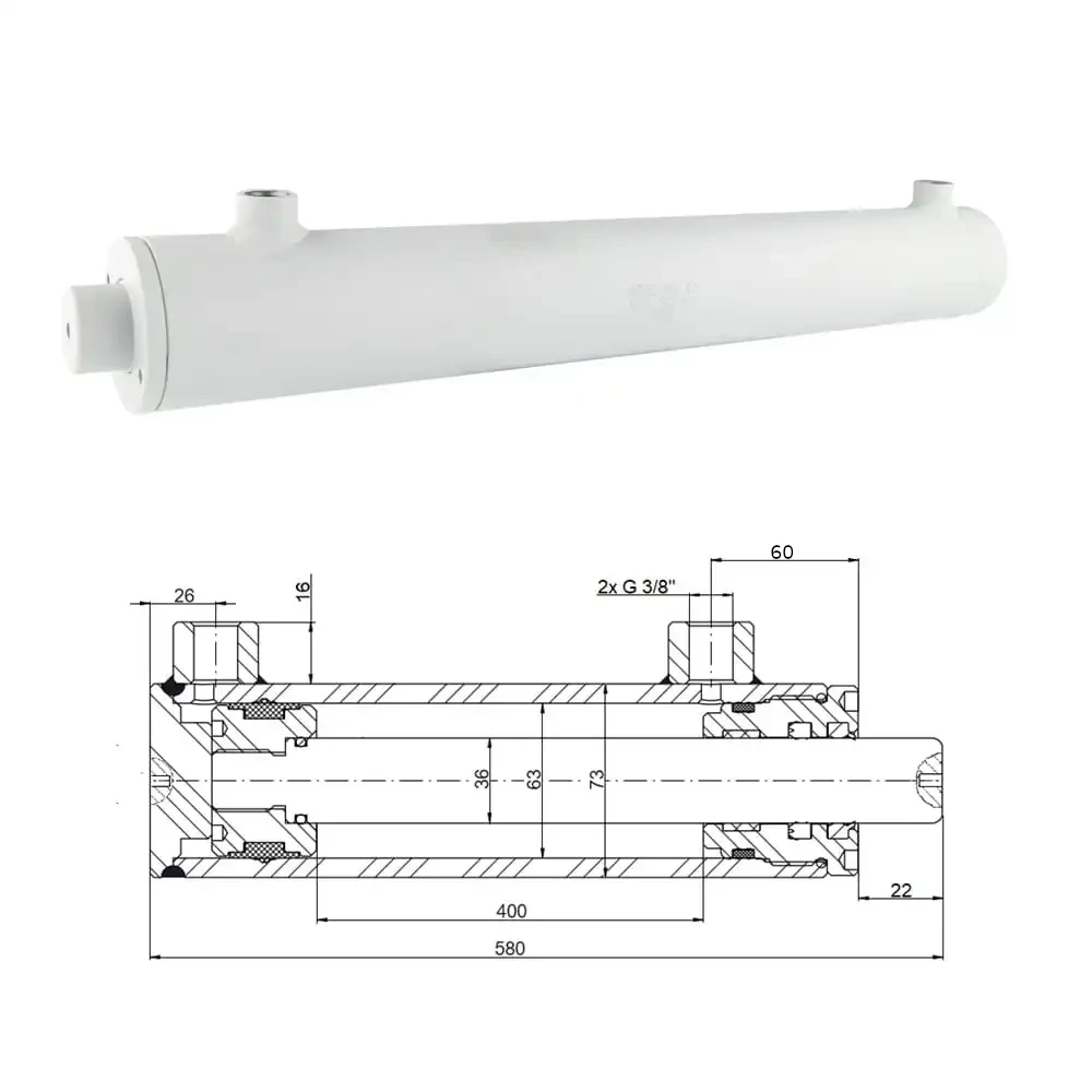 Hydraulikzylinder doppeltwirkend CJ2F-63/36/400, Universell ohne Befestigung