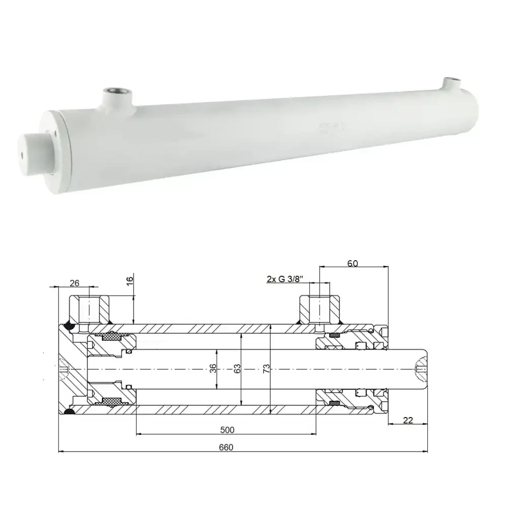 Hydraulikzylinder doppeltwirkend CJ2F-63/36/500, Universell ohne Befestigung