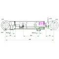 Hydraulikzylinder doppeltwirkend CJ2F-40/22/350 mit Gelenkaugen 25mm HT24 - Technische Zeichnung