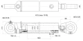 Hydraulikzylinder doppeltwirkend CJ2F-40/22/400 mit Gelenkaugen 25mm HT24 - Technische Zeichnung