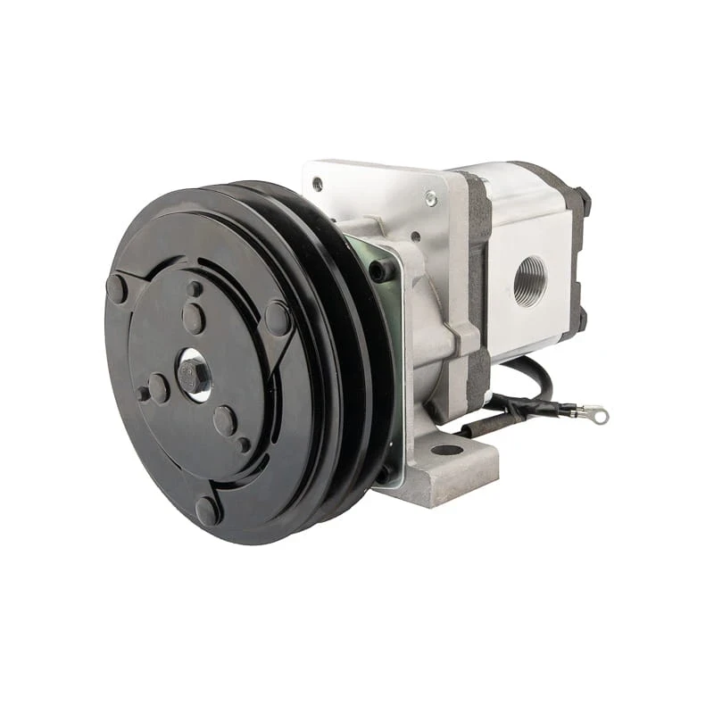 Hydraulikpumpe, Zahnradpumpe Größe 2 14 ccm/U rechtsdrehend mit elektromagnetischer Kupplung 12V Ø152 mm 2×13 mm