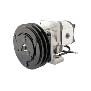 Hydraulikpumpe, Zahnradpumpe Größe 2 14 ccm/U rechtsdrehend mit elektromagnetischer Kupplung 12V Ø152 mm 2×13 mm