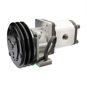 Hydraulikpumpe, Zahnradpumpe Größe 2 26 ccm/U rechtsdrehend mit elektromagnetischer Kupplung 12V Ø152 mm 2×13 mm