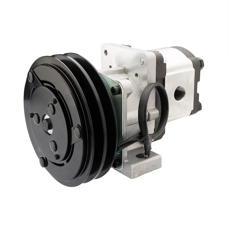 Hydraulikpumpe, Zahnradpumpe Größe 2 6 ccm/U rechtsdrehend mit elektromagnetischer Kupplung 12V Ø152 mm 2×13 mm