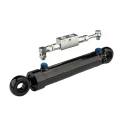 Hydraulikzylinder doppeltwirkend 50/25/200 mit Gelenkaugen 25mm + Sperrventil - HT24