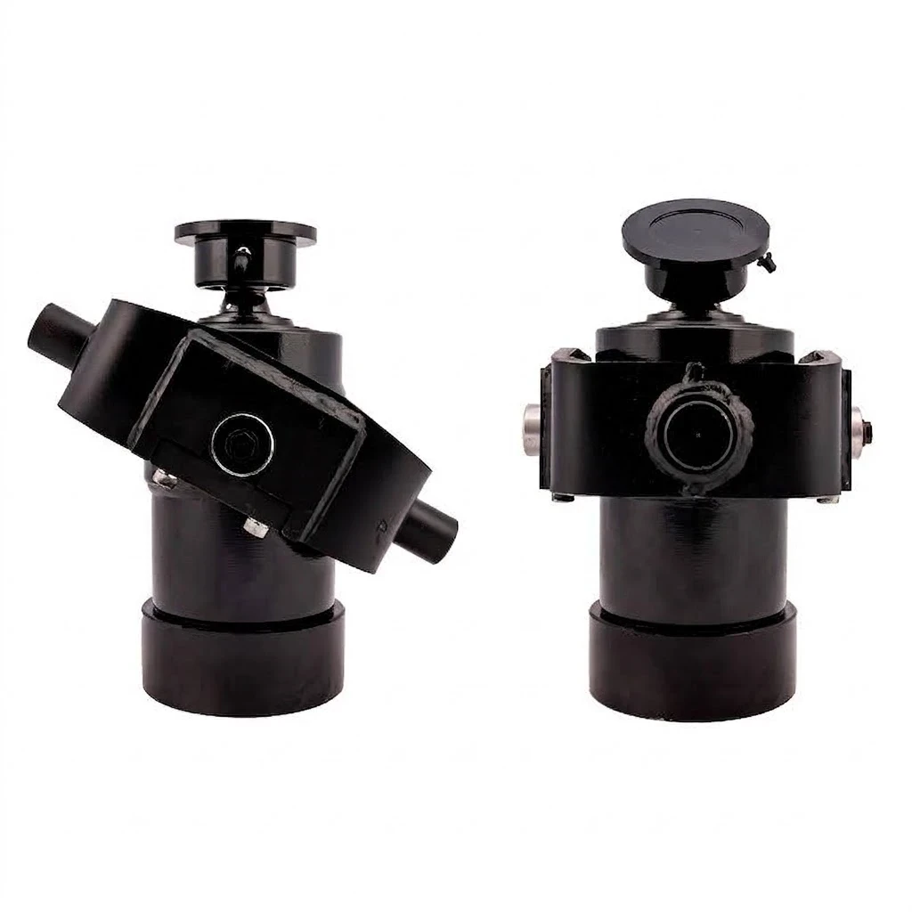 Teleskopzylinder 6-stufig Ø120/105/90/75/60/45mm 1000mm Hub mit Kugelpfanne und Kardanring