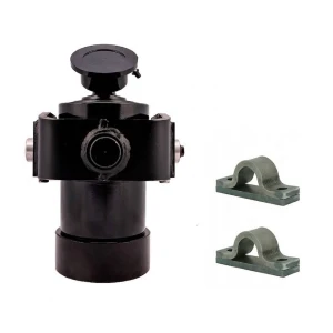 Teleskopzylinder 6-stufig Ø120/105/90/75/60/45mm 1000mm Hub mit Kugelpfanne, Kardanring und Lagerbockpaar