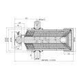 Teleskopzylinder 6-stufig Ø120/105/90/75/60/45mm 1250mm Hub mit Kugelpfanne und Kardanring