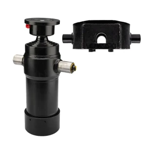 Teleskopzylinder 4-stufig Ø90/75/60/45mm 800mm Hub mit Kugelpfanne und Kardanring