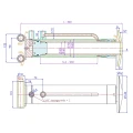 Hydraulischer Stützfuß doppeltwirkend Ø70/60 mm, Hub 250 mm mit Halterung