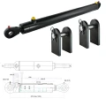 Hydraulikzylinder doppeltwirkend CJ2F 50/40/630 mit Gelenkaugen 25mm + Befestigung