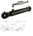 Hydraulikzylinder doppeltwirkend CJ2F-50/28/140 mit Gelenkaugen 25mm + Sperrventil