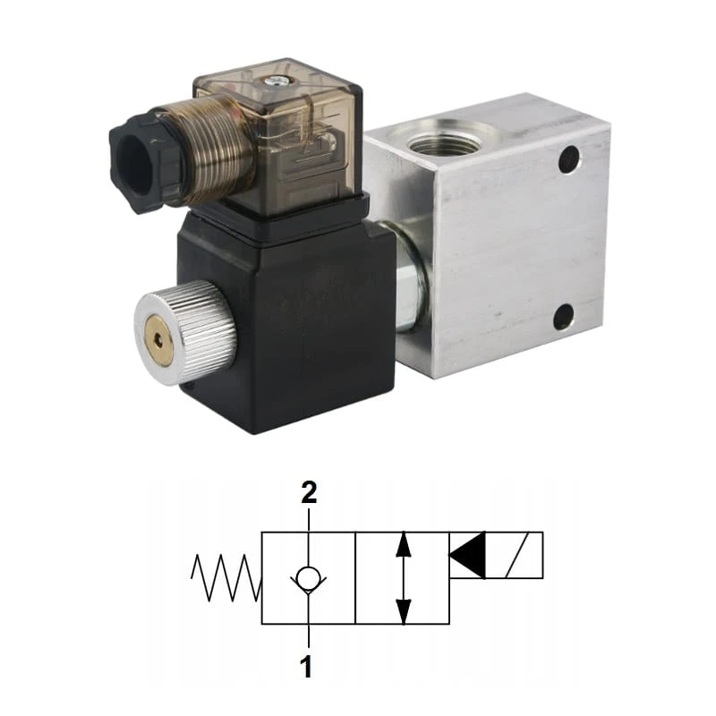 Sitzventil 2/2-Wege Innengewinde: 1/2" Max. Durchfluß: 70L/min Max. Betriebsdruck: 350bar Spannung: 12V gesperrte Stellung TS3