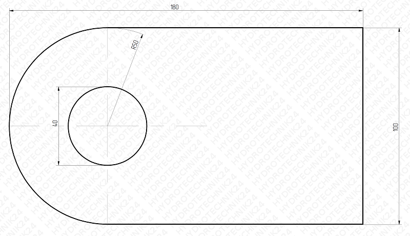 Diagramm Schweißbare Öse mit 40mm Stiftloch zur Befestigung des Antriebs am Rahmen