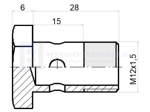 Schema Hohlschraube Gewinde: M12x1.5 Stärke Ringauge: 15mm