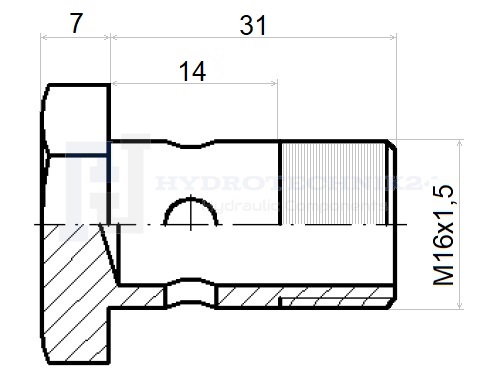 Schema Hohlschraube Gewinde: M16x1.5 Stärke Ringauge: 14mm