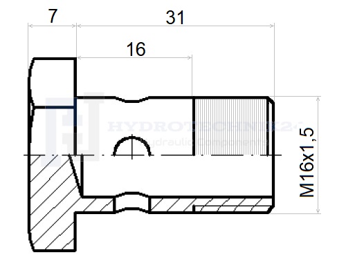 Schema Hohlschraube Gewinde: M16x1.5 Stärke Ringauge: 16mm