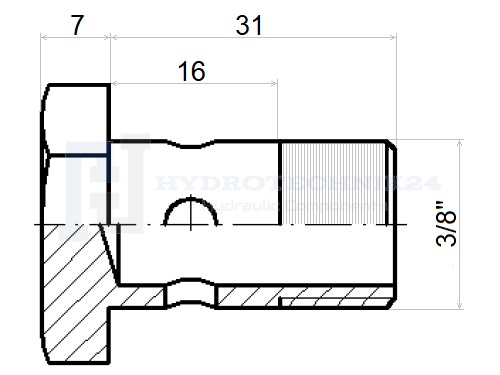 Schema Hohlschraube Gewinde: 3/8'' Stärke Ringauge: 16mm